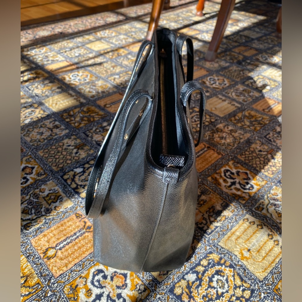 Coach City Tote Bag in Black Crossgrain Leather w Zip Top - Picture 6 of 14